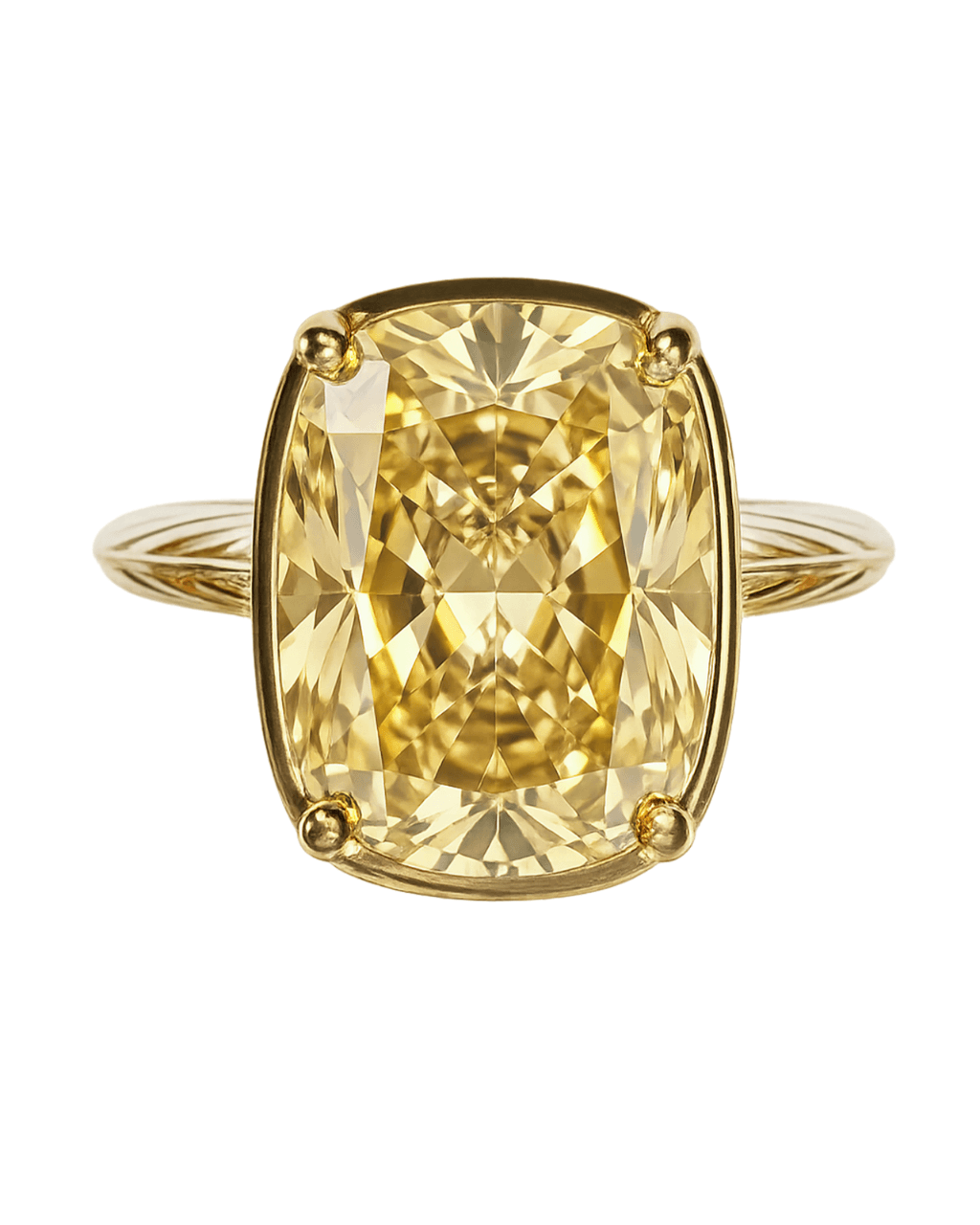 Sterling Silver Elongated Cushion Light Yellow CZ Cocktail Ring Main image