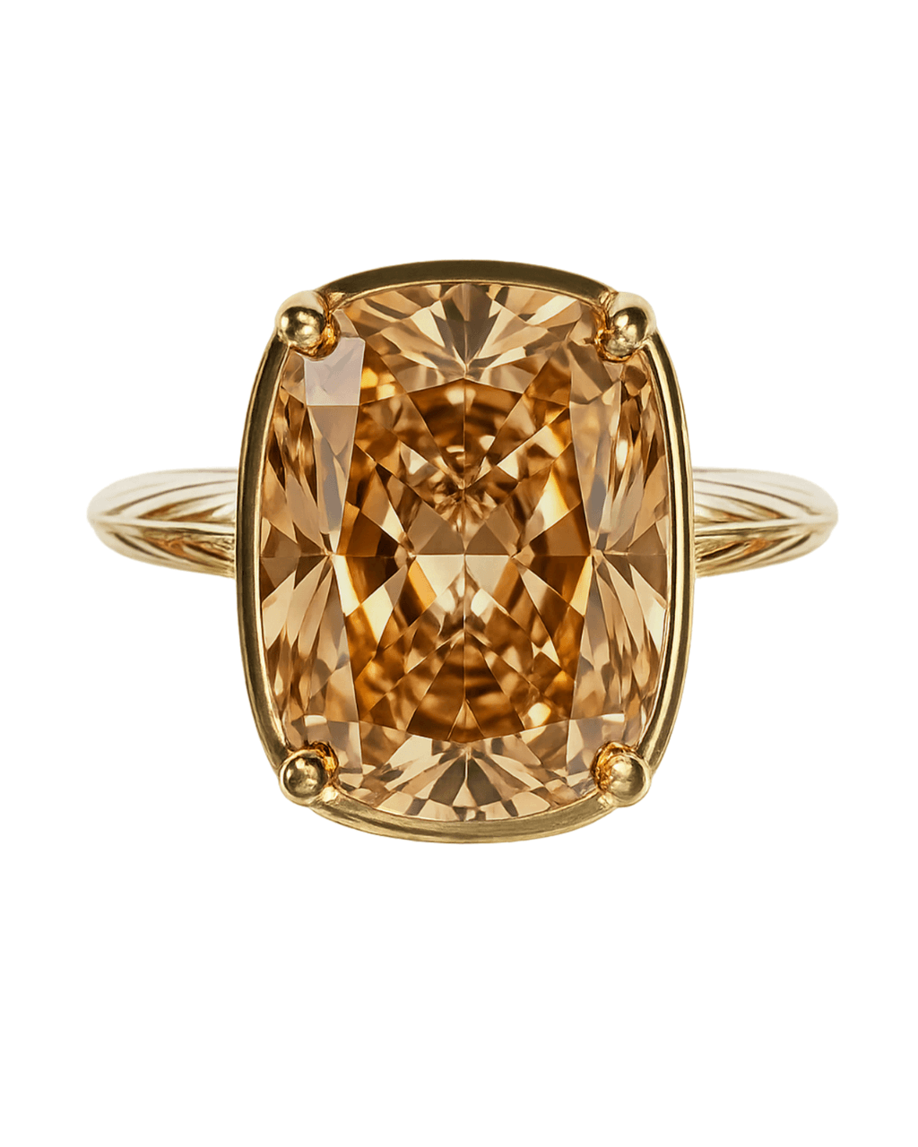 Sterling Silver Elongated Cushion Champagne CZ Cocktail Ring Main image