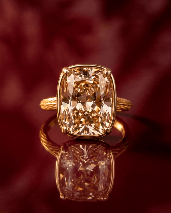Sterling Silver Elongated Cushion Champagne CZ Cocktail Ring
