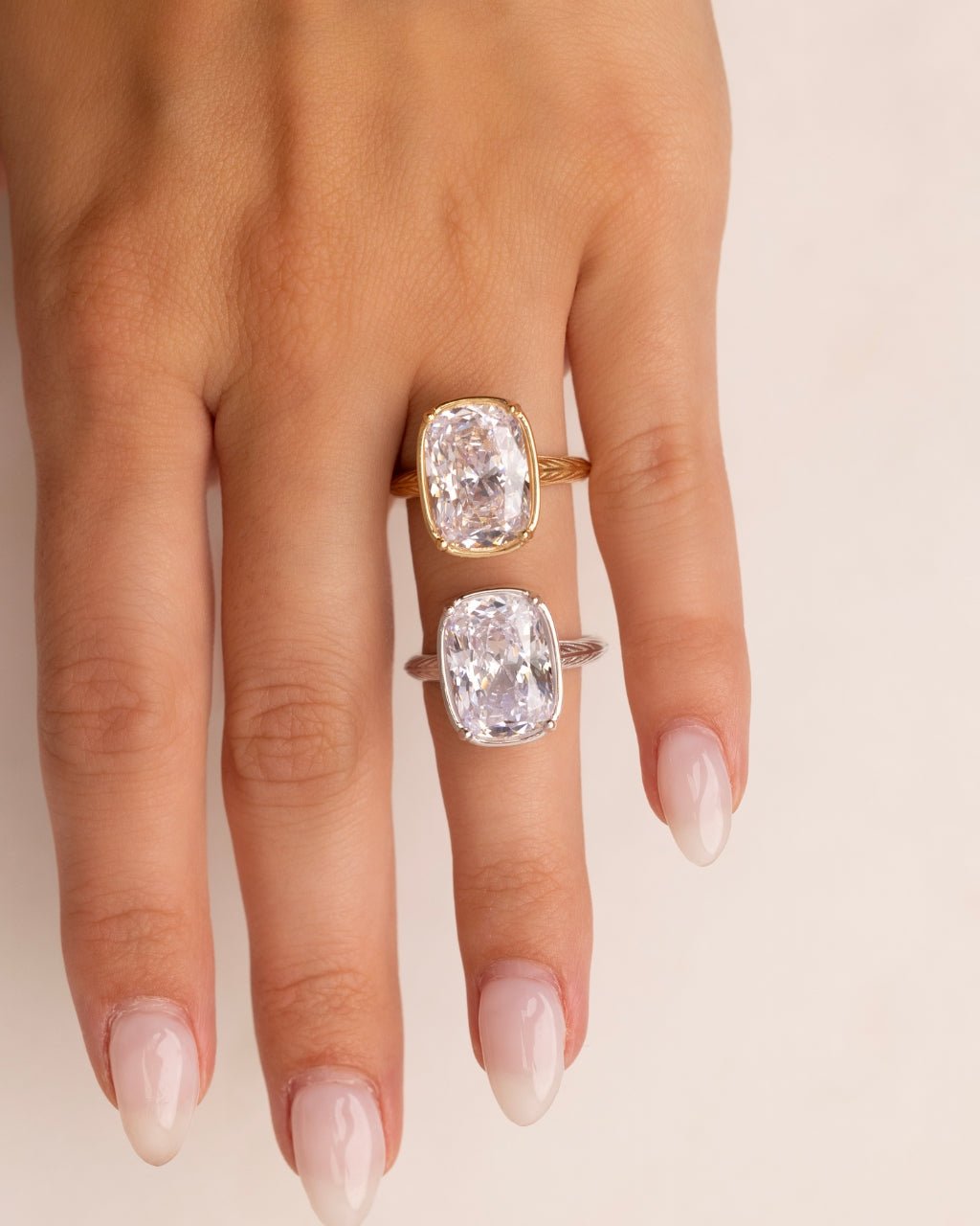 Sterling Silver Elongated Cushion Cocktail Ring 4ct & 8ct Secondary image