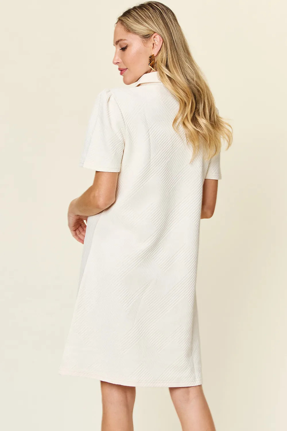 Double Take Full Size Texture Collared Neck Short Sleeve Dress Secondary image