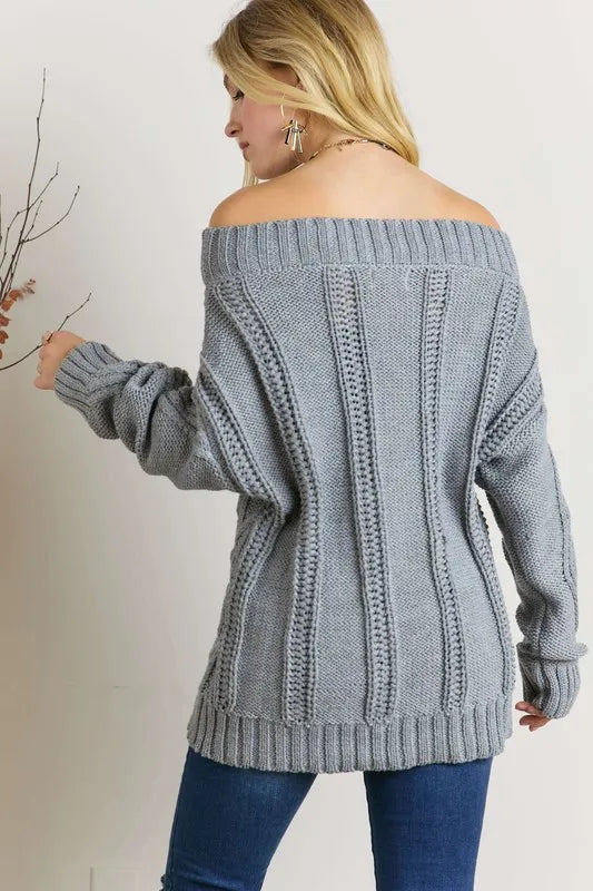 ADORA  Cable Knit Off Shoulder Sweater Secondary image
