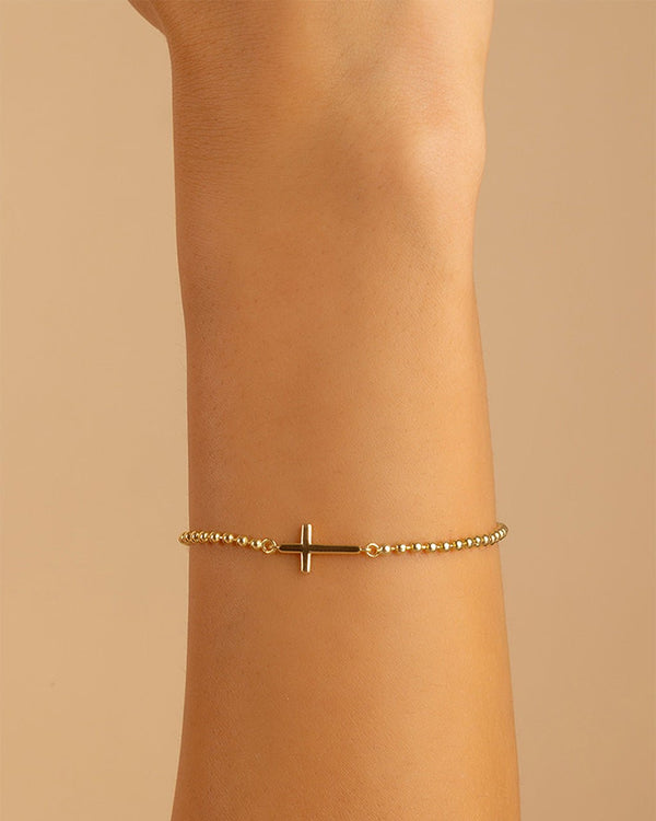 Sterling Silver Kelsey Beaded Cross Bracelet