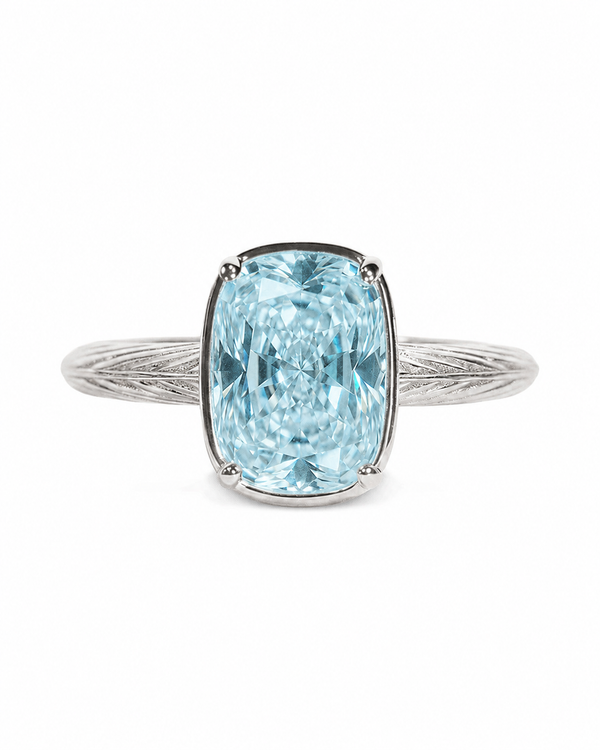 Sterling Silver Mini Aquamarine Elongated Cushion Ring