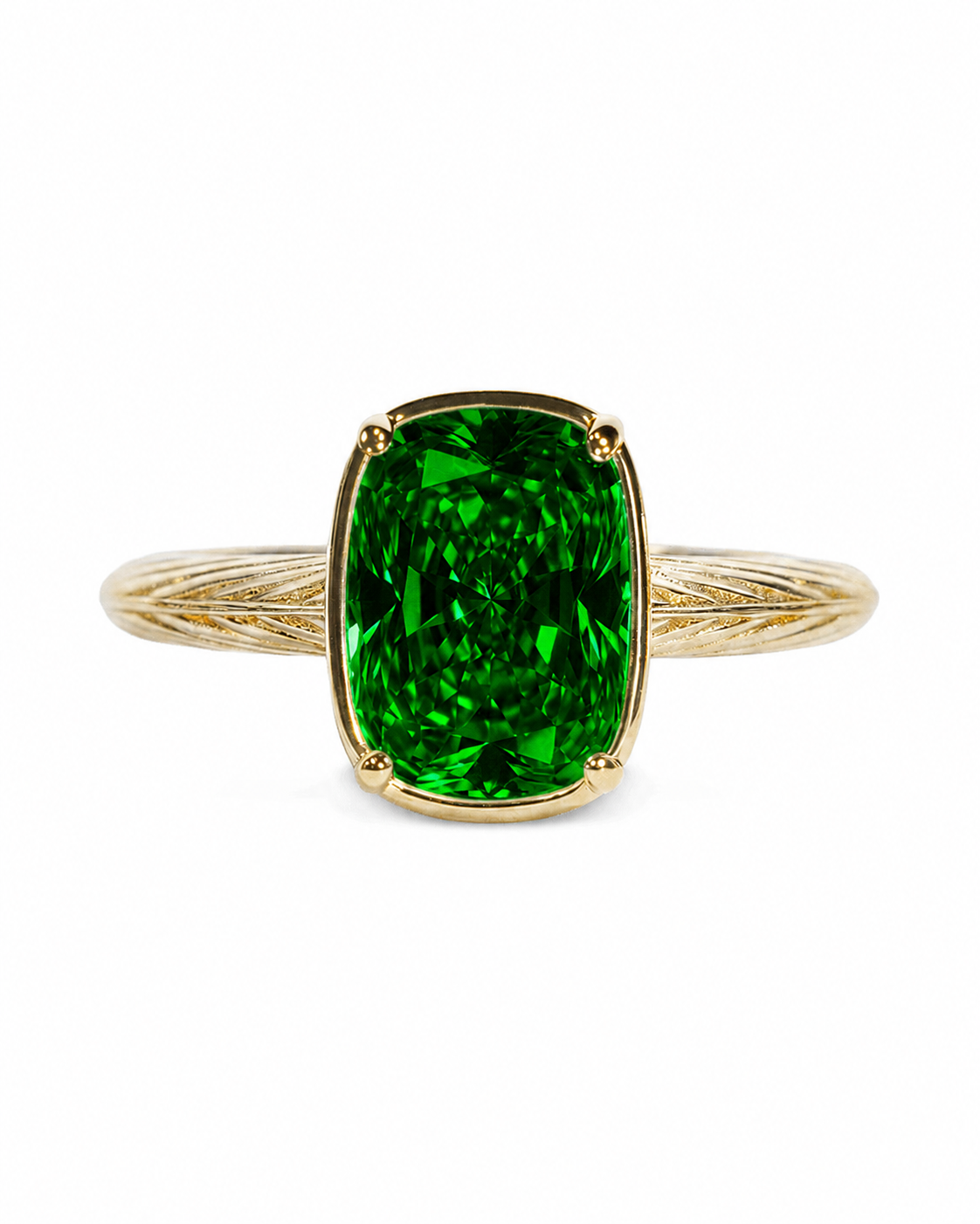 Sterling Silver Mini Emerald Elongated Cushion Ring Main image