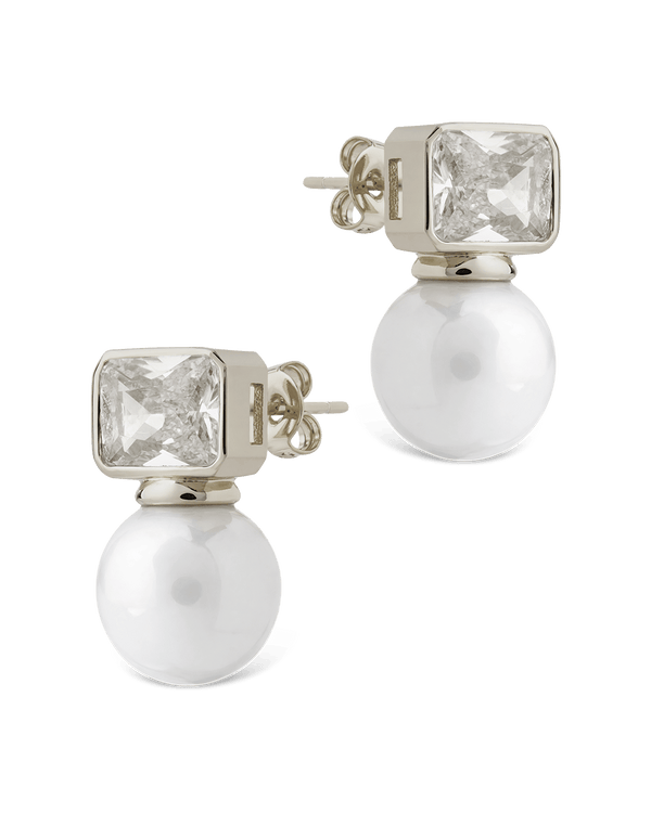 Hilda Pearl & Emerald Cut CZ Studs