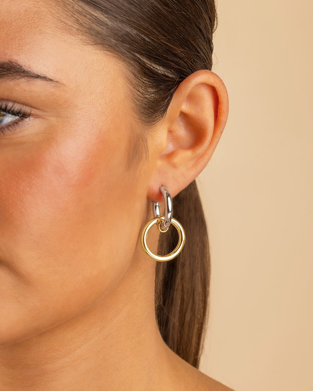 Jemma Two-Tone Double Circle Earrings Secondary image