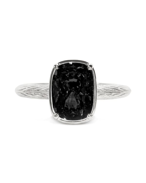 Sterling Silver Mini Black Elongated Cushion Ring