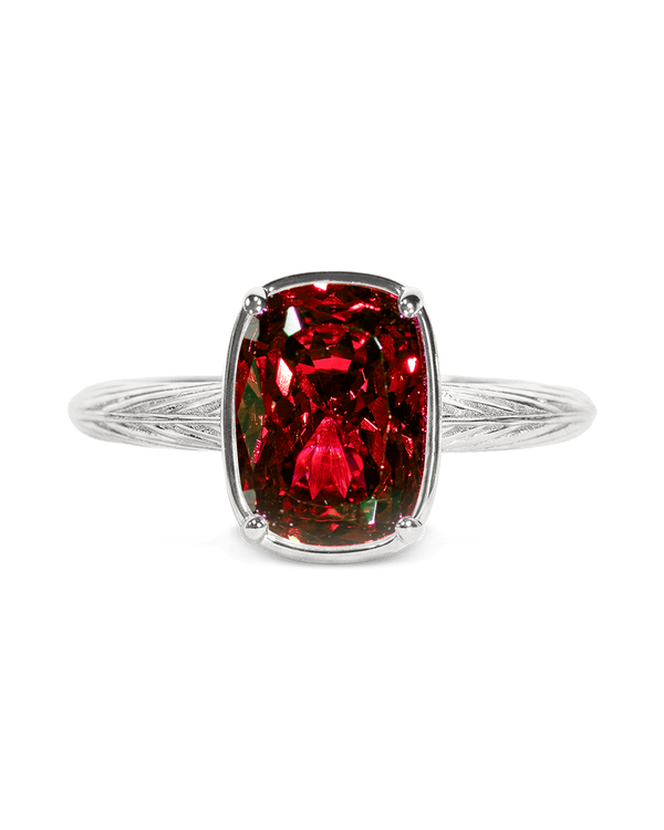 Sterling Silver Mini Garnet Elongated Cushion Ring