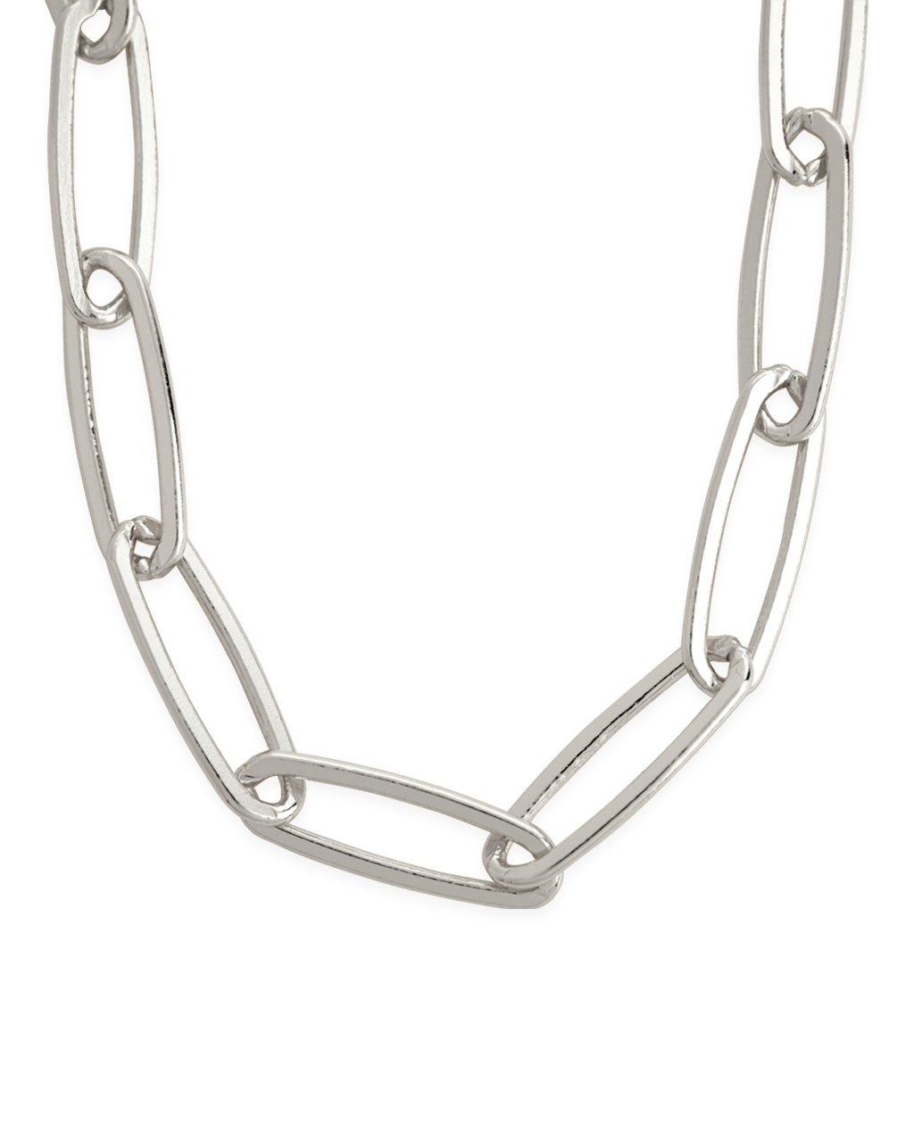 Sterling Silver Large Elongated Paperclip Chain Necklace Main image