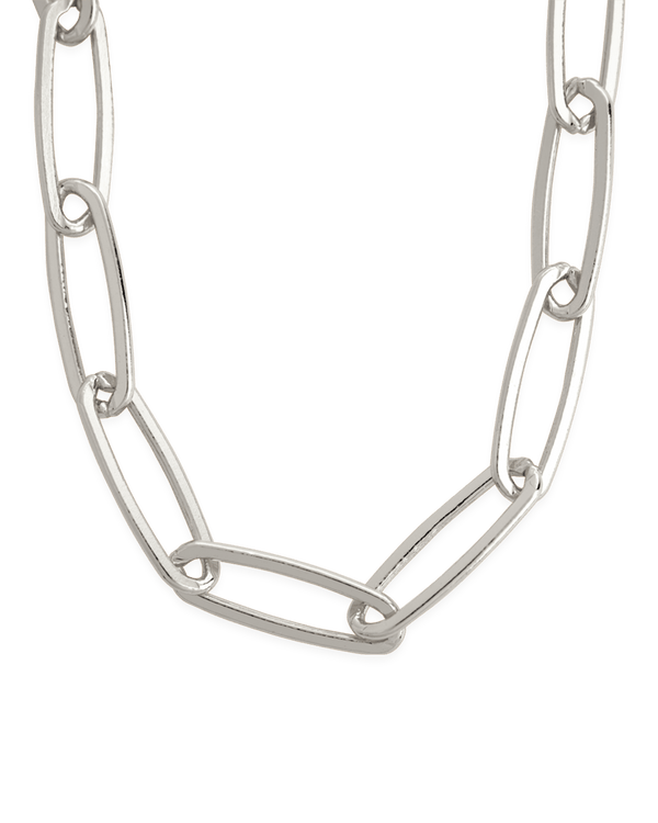 Sterling Silver Large Elongated Paperclip Chain Necklace