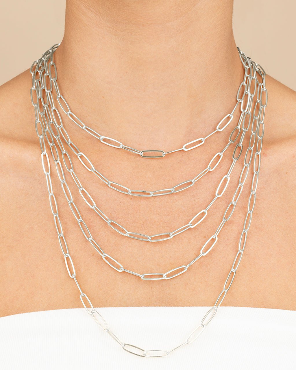 Sterling Silver Large Elongated Paperclip Chain Necklace Secondary image