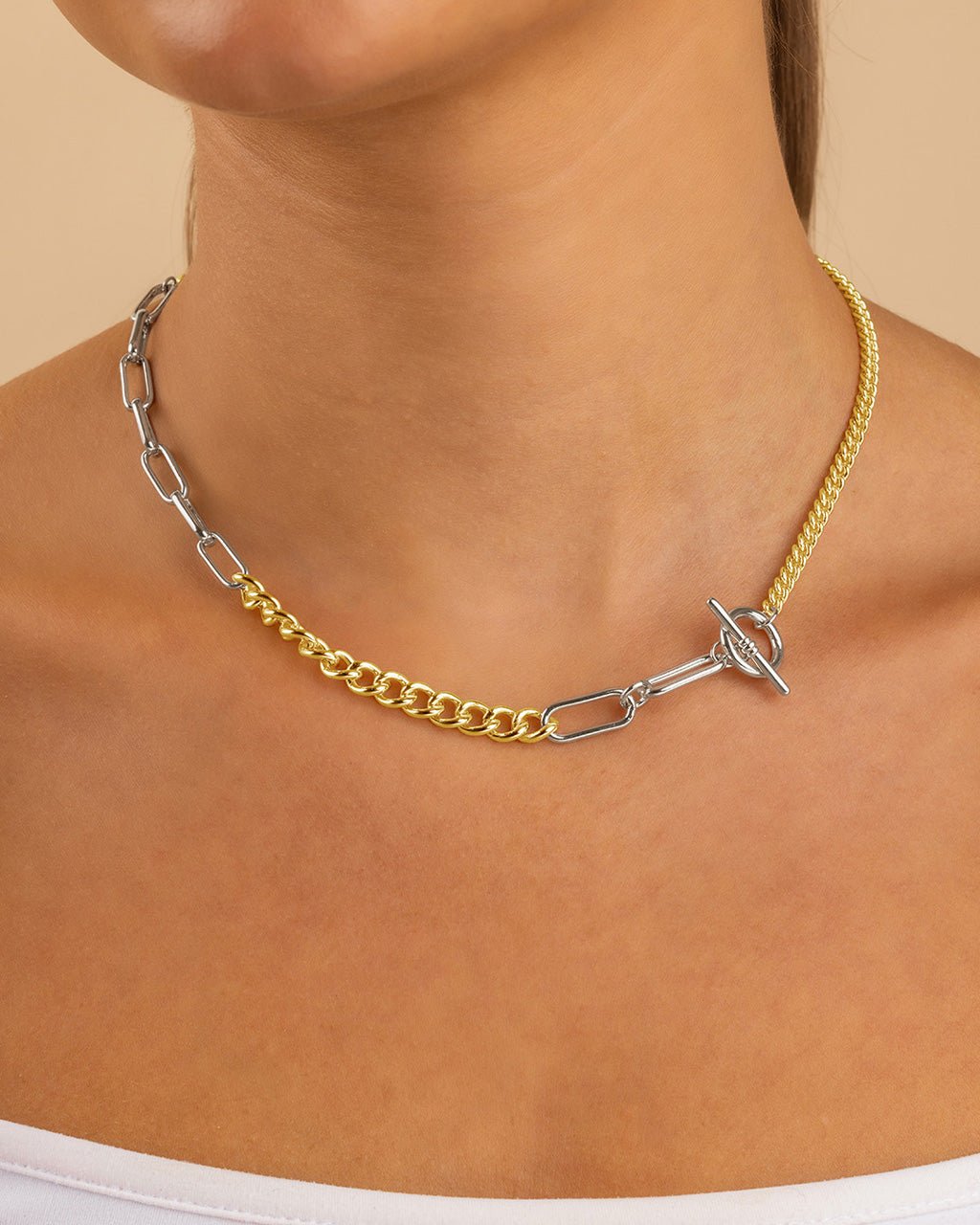 Suzanne Mixed Link Dual Tone Chain Necklace Secondary image