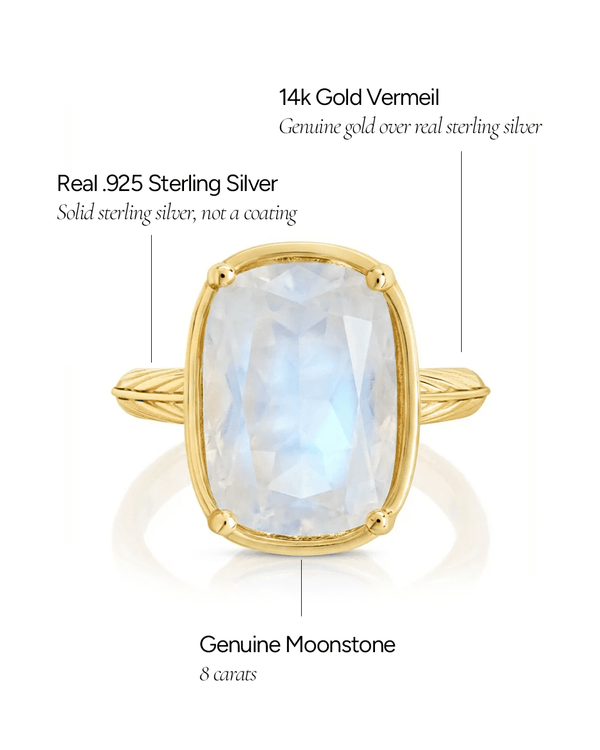 Sterling Silver Elongated Cushion Moonstone Cocktail Ring