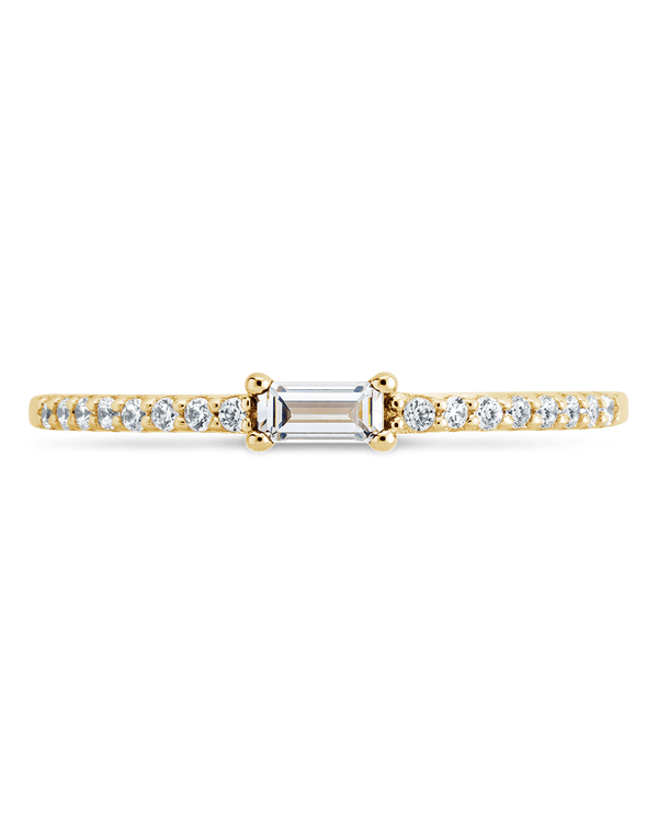 Sterling Silver Thin Clear CZ Stacking Birthstone Ring