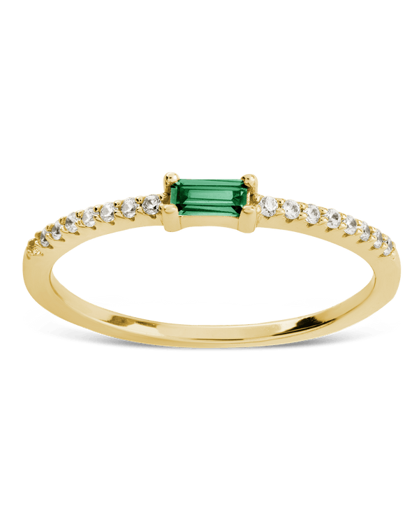Sterling Silver Thin Emerald CZ Stacking Birthstone Ring