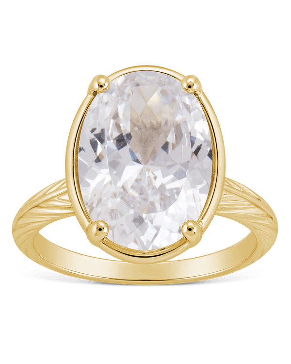Sterling Silver Oval Cut CZ Cocktail Ring