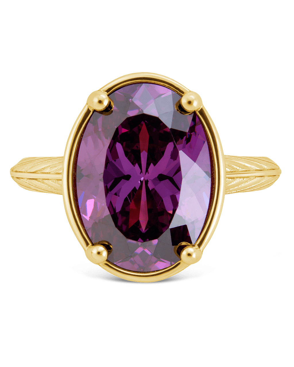 Sterling Silver Oval Cut Amethyst CZ Cocktail Ring Main image