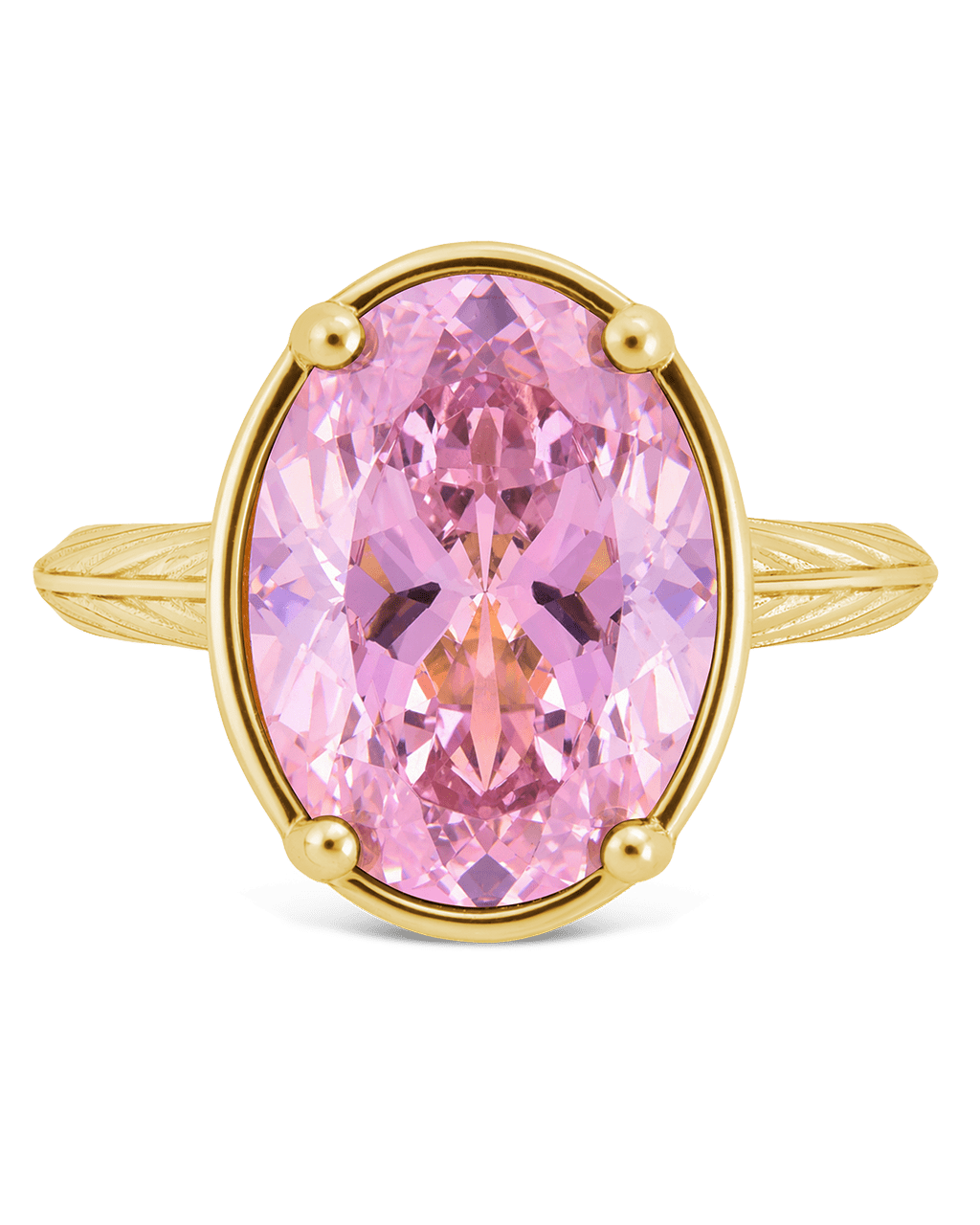 Sterling Silver Oval Cut Pink Sapphire CZ Cocktail Ring Main image