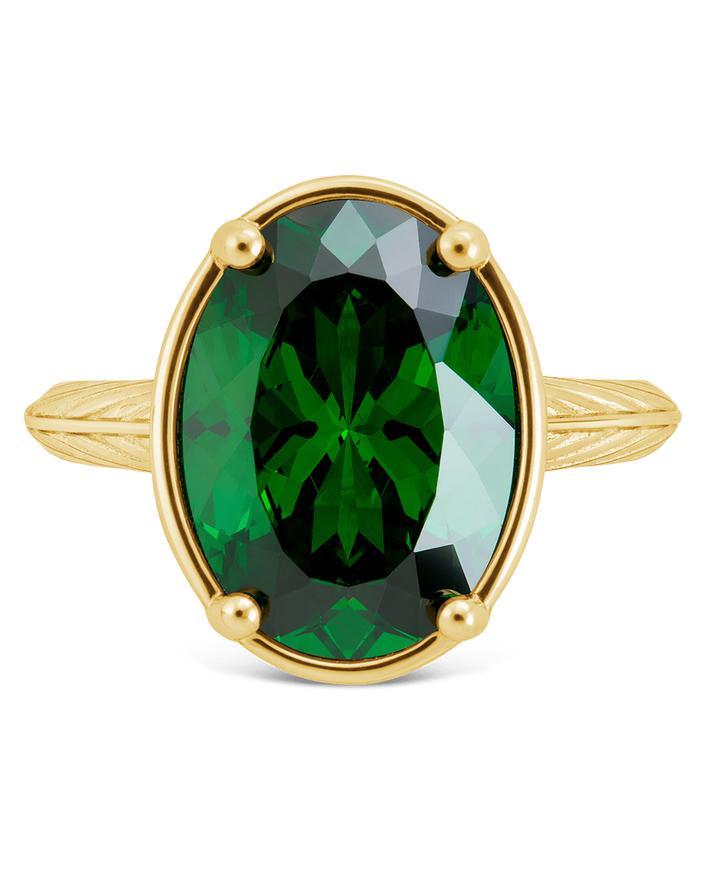Sterling Silver Oval Cut Emerald CZ Cocktail Ring Main image