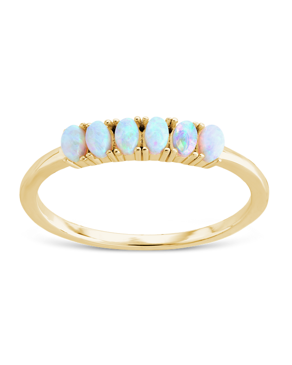 Sterling Silver Blue Opal Cluster Ring