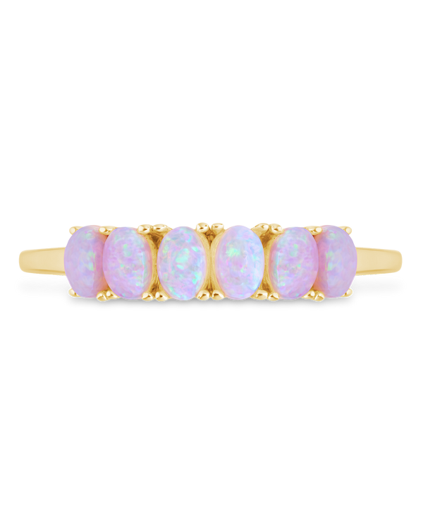 Sterling Silver Pink Opal Cluster Ring