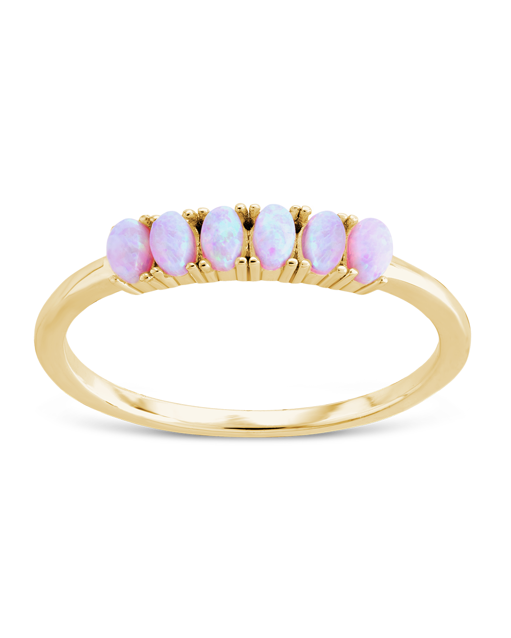 Sterling Silver Pink Opal Cluster Ring Secondary image