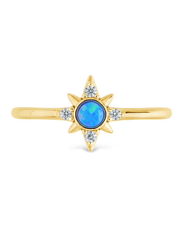 Sterling Silver Blue Opal Sparkle Ring