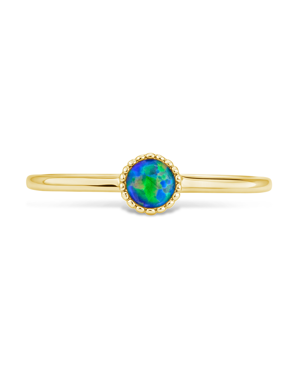 Sterling Silver Green Opal Solitaire Ring Main image