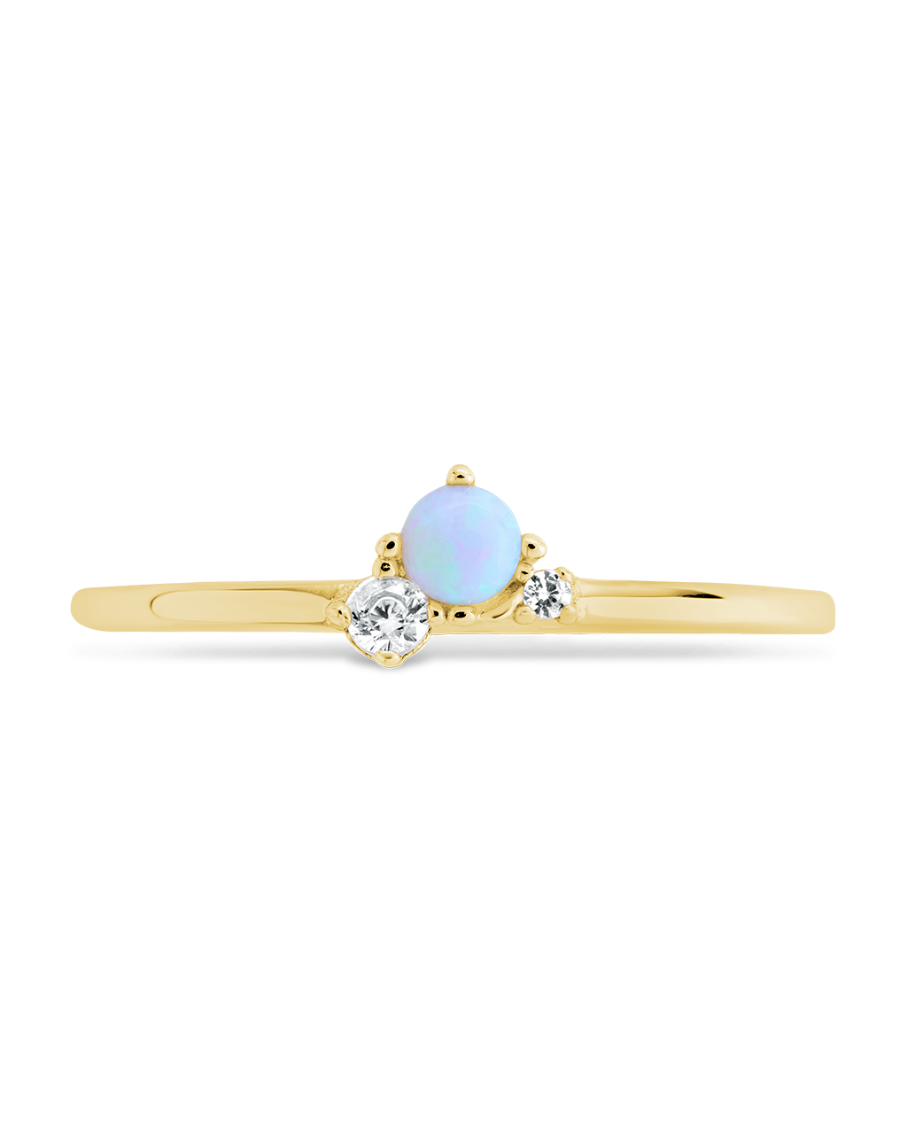 Sterling Silver Blue Opal Trio Ring Secondary image