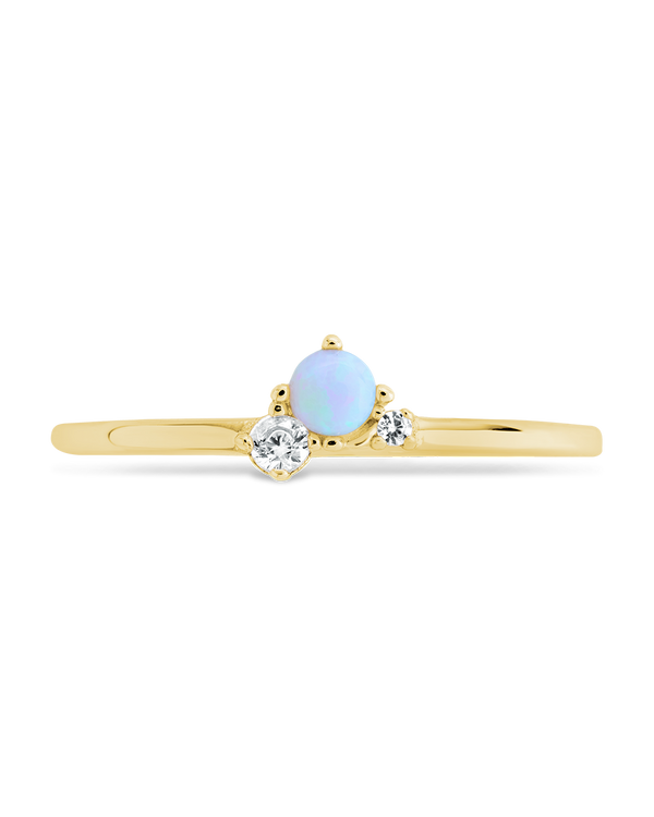 Sterling Silver Blue Opal Trio Ring