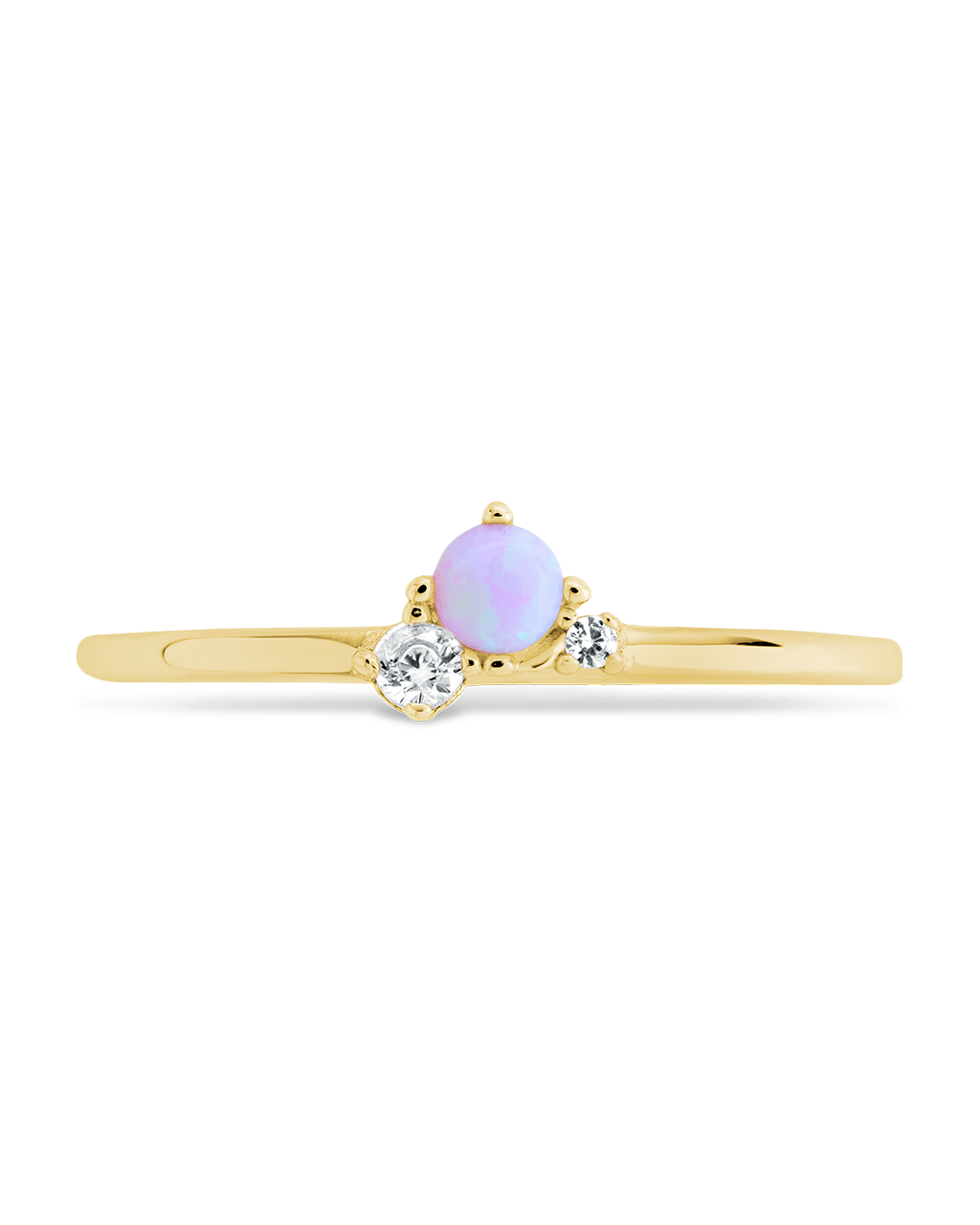 Sterling Silver Pink Opal Trio Ring Secondary image