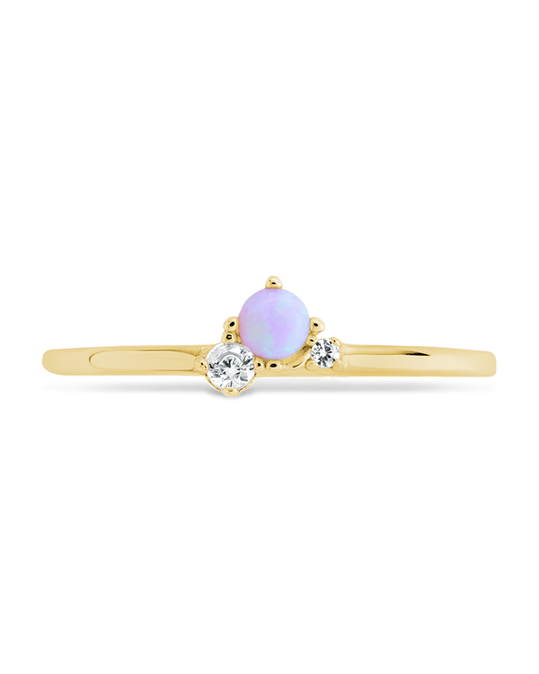 Sterling Silver Pink Opal Trio Ring