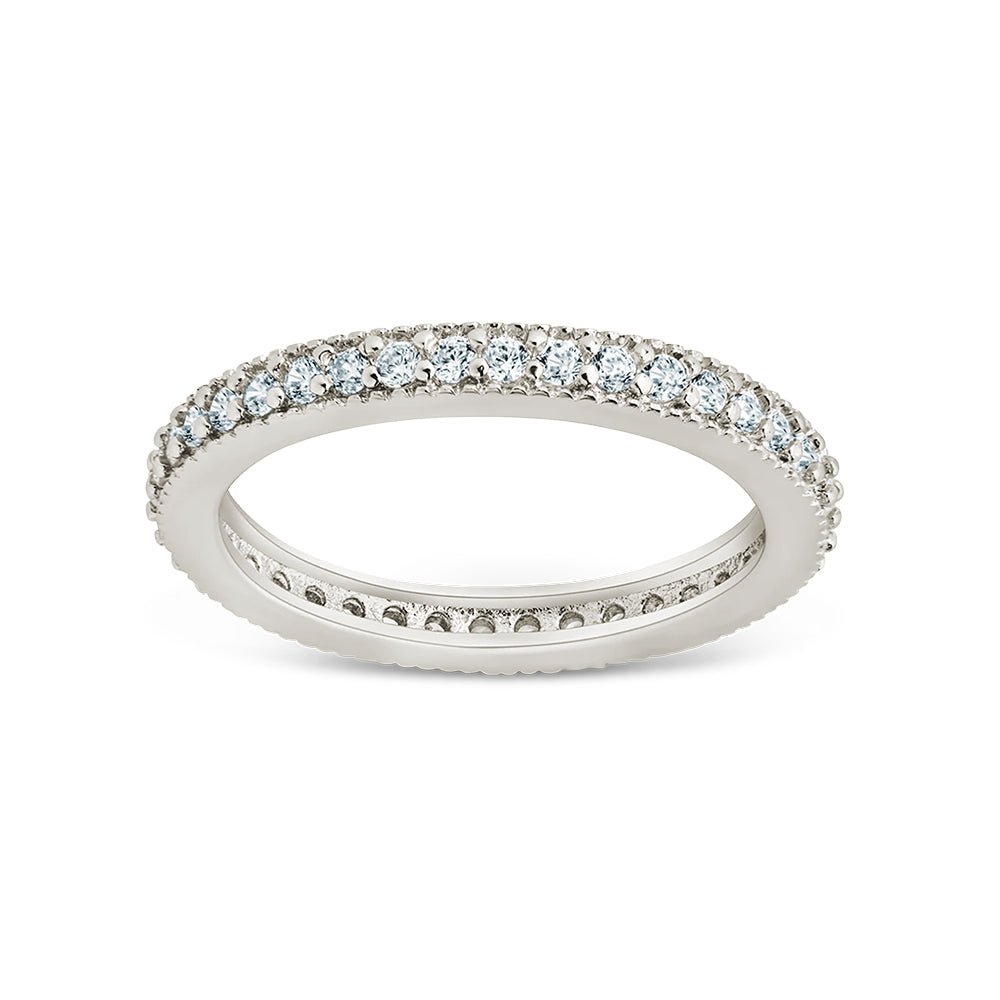 Sterling Silver 2.5mm Thin CZ Band Ring Main image