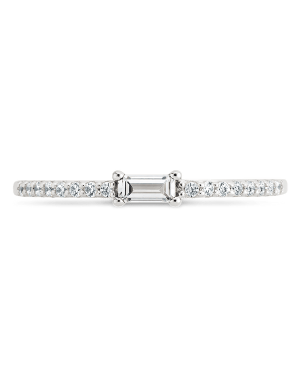 Sterling Silver Thin Clear CZ Stacking Birthstone Ring