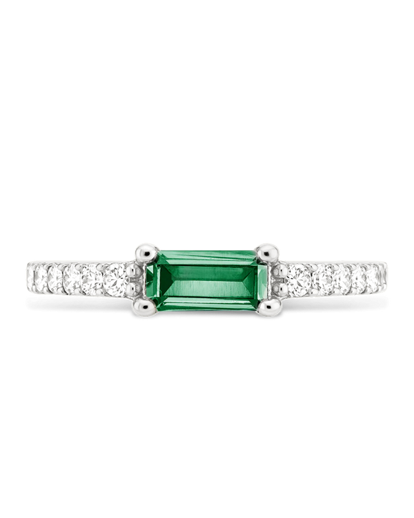 Sterling Silver Thin Emerald CZ Stacking Birthstone Ring