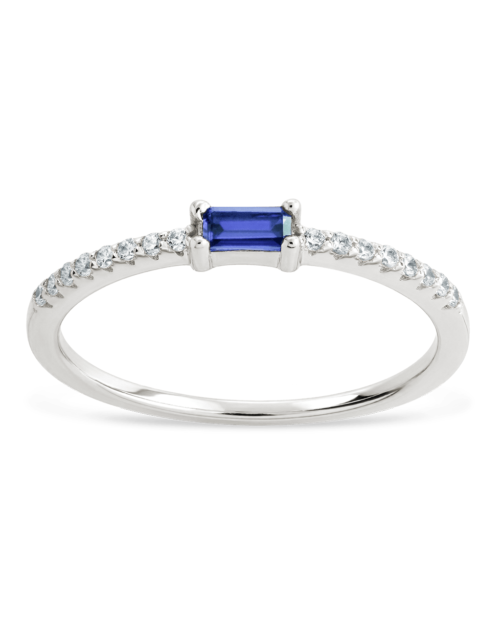 Sterling Silver Thin Tanzanite CZ Stacking Birthstone Ring Main image