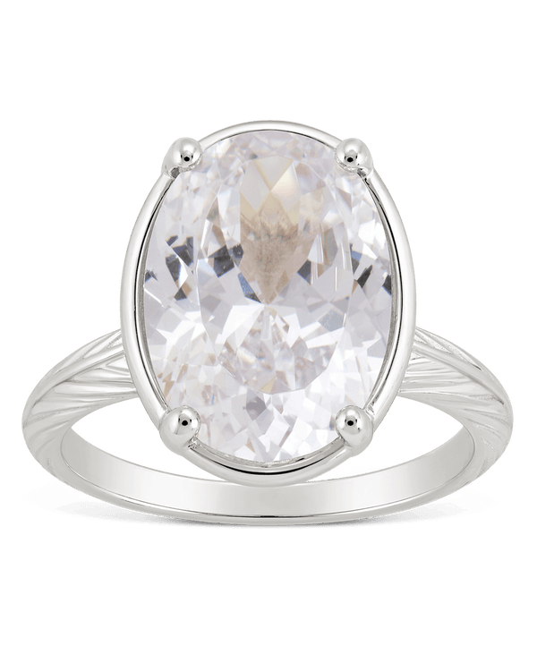 Sterling Silver Oval Cut CZ Cocktail Ring