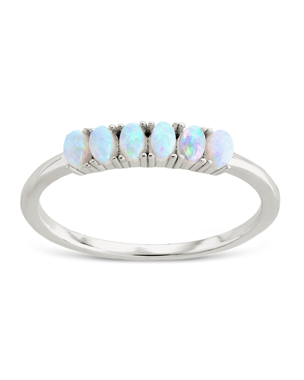 Sterling Silver Blue Opal Cluster Ring