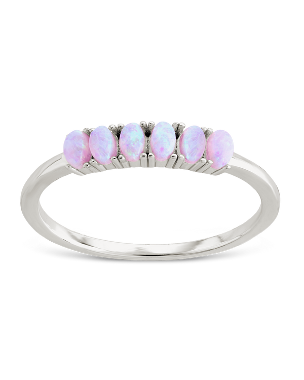 Sterling Silver Pink Opal Cluster Ring