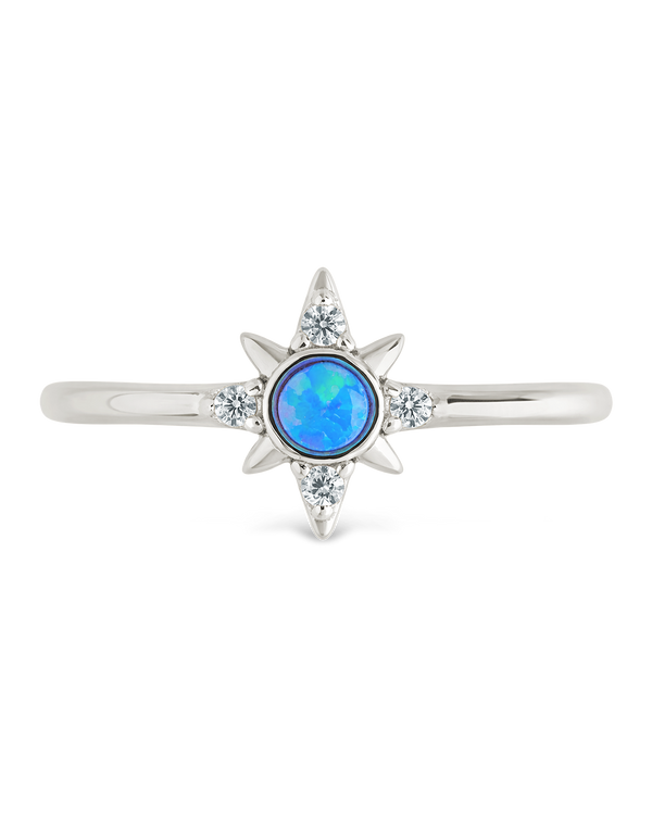 Sterling Silver Blue Opal Sparkle Ring
