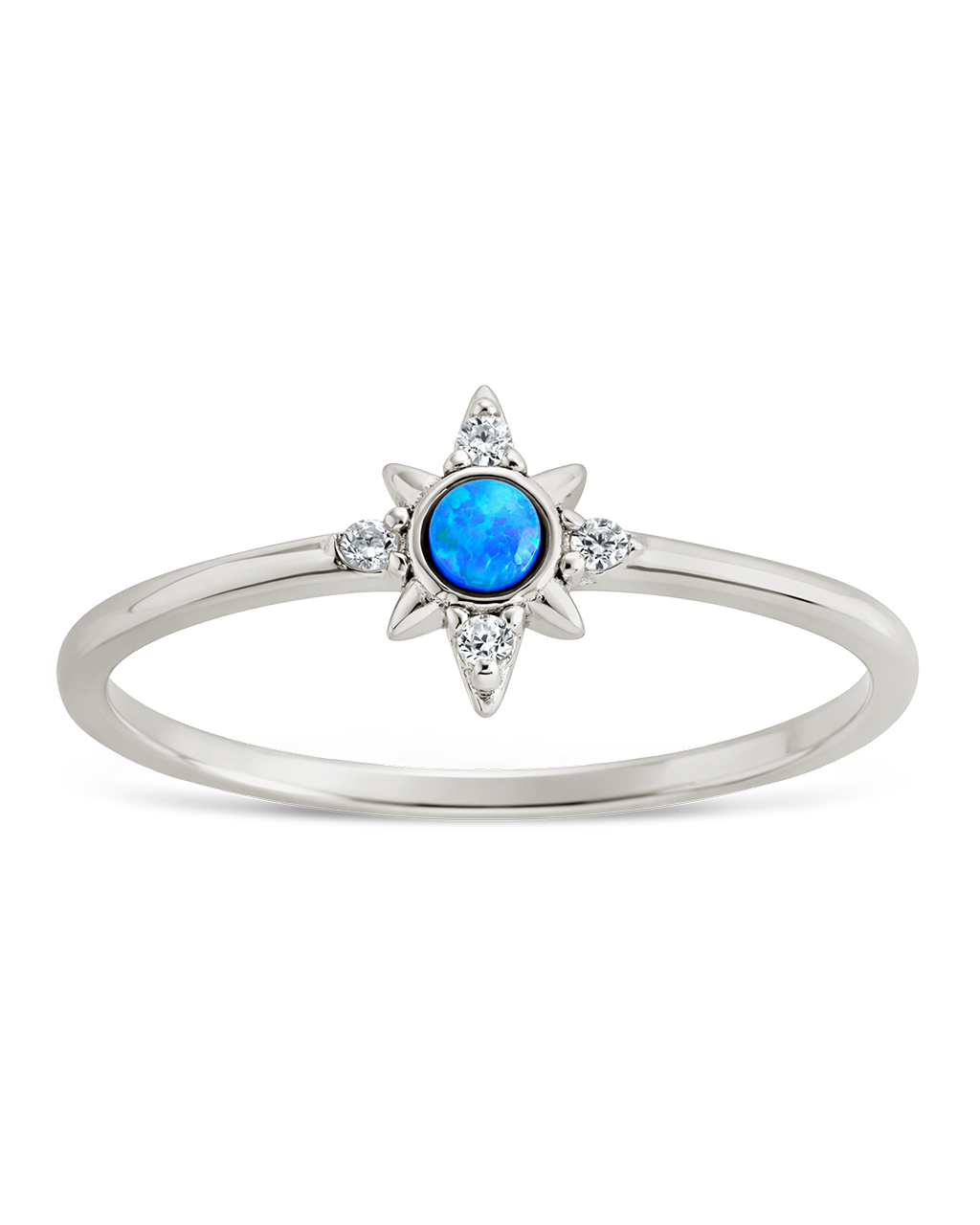 Sterling Silver Blue Opal Sparkle Ring Secondary image