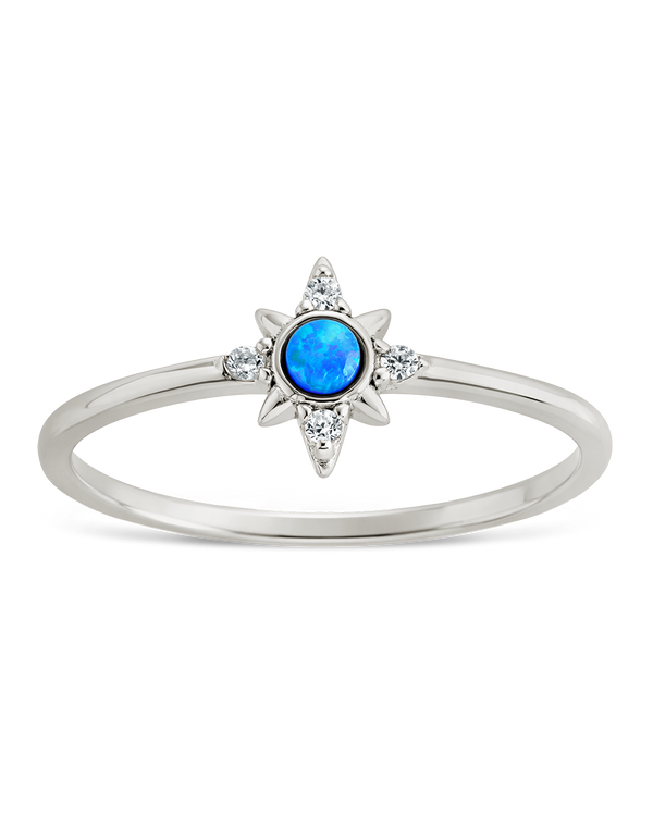 Sterling Silver Blue Opal Sparkle Ring