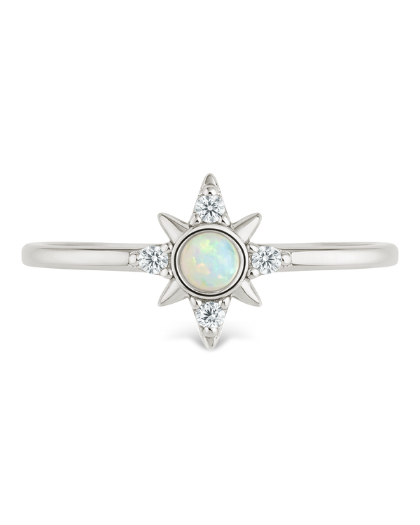 Sterling Silver White Opal Sparkle Ring