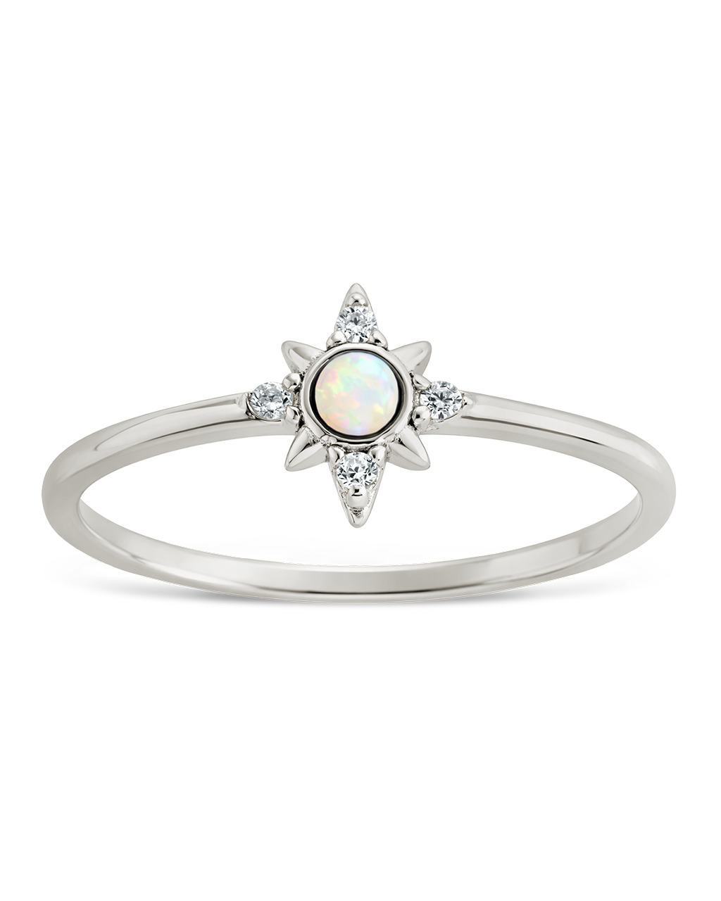 Sterling Silver White Opal Sparkle Ring Secondary image