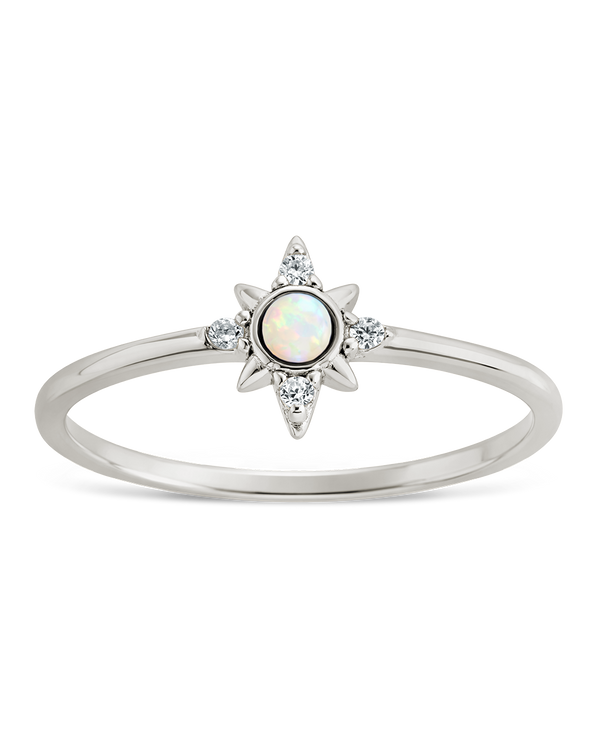 Sterling Silver White Opal Sparkle Ring