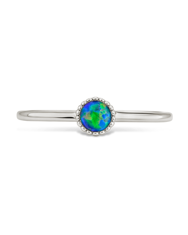 Sterling Silver Green Opal Solitaire Ring