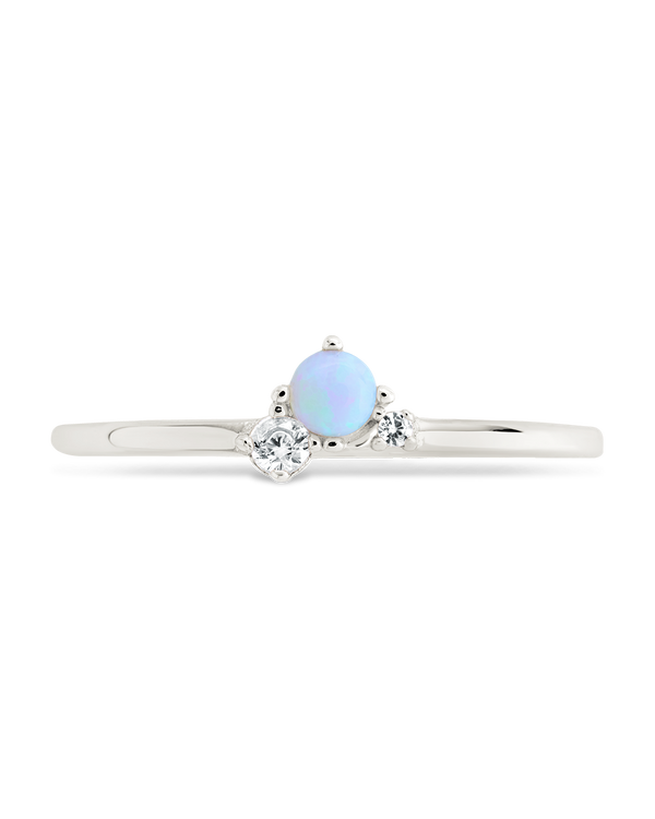 Sterling Silver Blue Opal Trio Ring