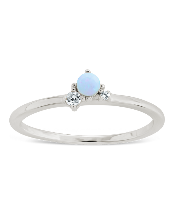 Sterling Silver Blue Opal Trio Ring