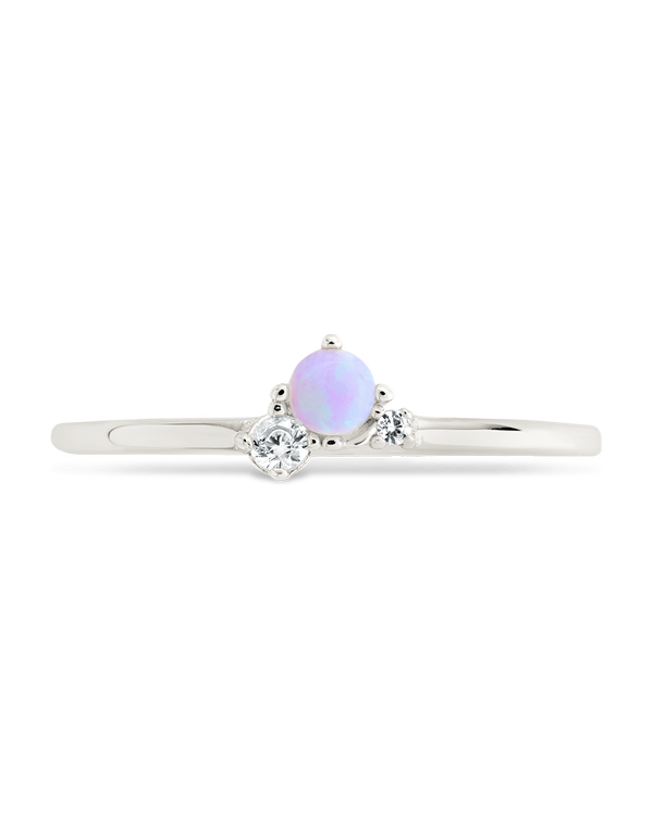 Sterling Silver Pink Opal Trio Ring